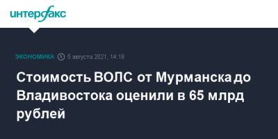 Стоимость ВОЛС от Мурманска до Владивостока оценили в 65 млрд рублей