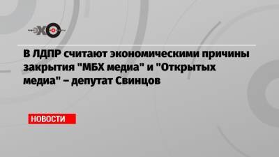 В ЛДПР считают экономическими причины закрытия «МБХ медиа» и «Открытых медиа» – депутат Свинцов