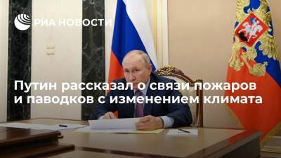 Путин заявил о взаимосвязи пожаров и паводков в России с глобальным потеплением