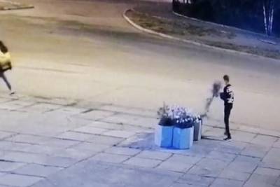 Молодой человек вырвал охапку цветов из вазона в Чите и попал на видео мэрии