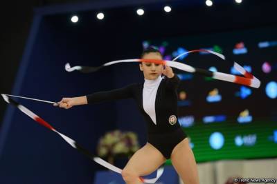 Зохра Агамирова представила упражнение с лентой в рамках соревнований на Олимпиаде в Токио