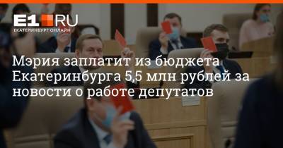 Мэрия заплатит из бюджета Екатеринбурга 5,5 млн рублей за новости о работе депутатов