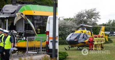 Столкновение трамваев в Познани: более 30 пассажиров получили травмы. Фото и видео