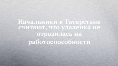 Начальники в Татарстане считают, что удаленка не отразилась на работоспособности