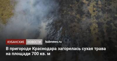 В пригороде Краснодара загорелась сухая трава на площади 700 кв. м