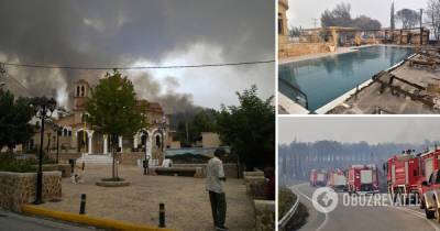 Лесные пожары в Греции уничтожили десятки домов – фото и видео последствий