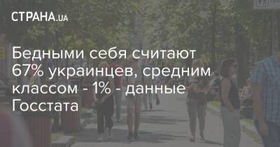 Бедными себя считают 67% украинцев, средним классом - 1% - данные Госстата