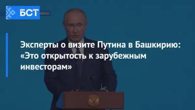 Эксперты о визите Путина в Башкирию: «Это открытость к зарубежным инвесторам»