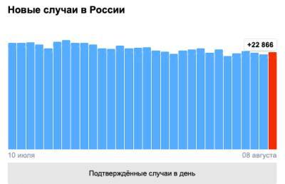 Число заразившихся коронавирусом в России за сутки выросло на 22 866