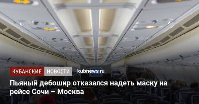 Пьяный дебошир отказался надеть маску на рейсе Сочи – Москва