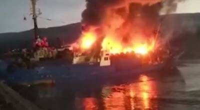 Пожар на российском судне «Таманго» в Норвегии: тушение прекращено из-за взрывов