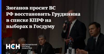 Зюганов просит ВС РФ восстановить Грудинина в списке КПРФ на выборах в Госдуму