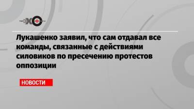 Лукашенко заявил, что сам отдавал все команды, связанные с действиями силовиков по пресечению протестов оппозиции