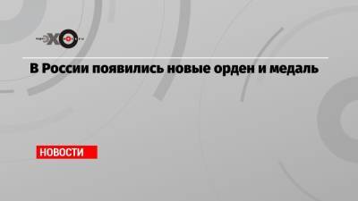 В России появились новые орден и медаль