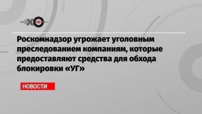 Роскомнадзор угрожает уголовным преследованием компаниям, которые предоставляют средства для обхода блокировки «УГ» - echo.msk.ru