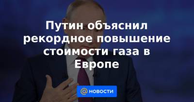 Путин объяснил рекордное повышение стоимости газа в Европе