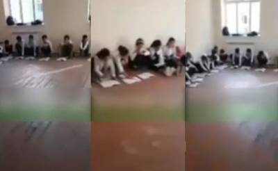 В Узбекистане ученики одной из школ начали учебный год занятиями на полу