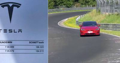 Tesla Model S Plaid стала самым быстрым серийным электромобилем, проехав Нюрбургринг за 7:35.579 минут (видео)