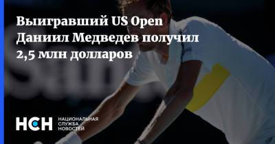 Выигравший US Open Даниил Медведев получил 2,5 млн долларов