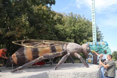 В Украине поставили гигантский памятник пчеле