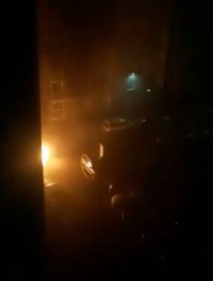 Появилось видео с места пожара в автомобиле Lexus на ФПК в Кемерове