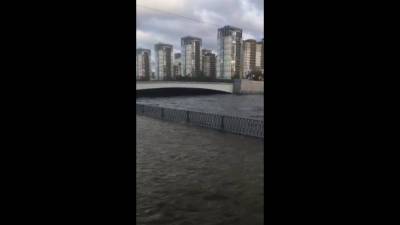 В Петербурга из-за штормового ветра река Смоленка вышла из берегов