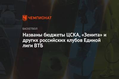 Названы бюджеты ЦСКА, «Зенита» и других российских клубов Единой лиги ВТБ