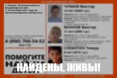 Три пропавших подростка во Владимирской области найдены живыми