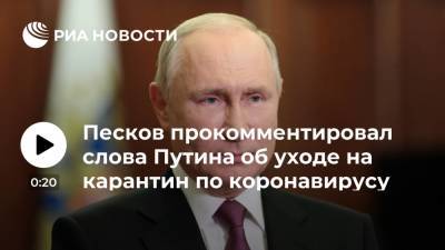 Песков: Путин образно выразился, говоря о возможности уйти на карантин из-за коронавируса