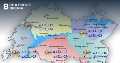 Сегодня в Татарстане прогнозируются дожди, грозы, локально град и до +28 градусов