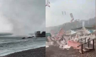 Смело весь пляж: смерч в Сочи попал на видео