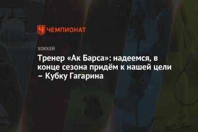 Тренер «Ак Барса»: надеемся, в конце сезона придём к нашей цели – Кубку Гагарина
