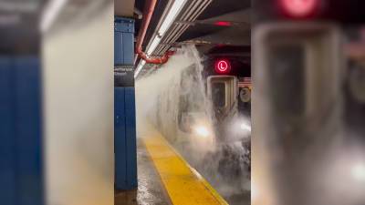 Мощный поток воды затопил метро в Нью-Йорке (видео)