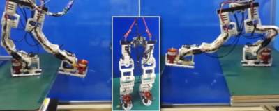 В Китае представили робота, оборудованного четырьмя винтами, позволяющими ему взлетать