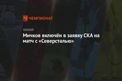 Мичков включён в заявку СКА на матч с «Северсталью»