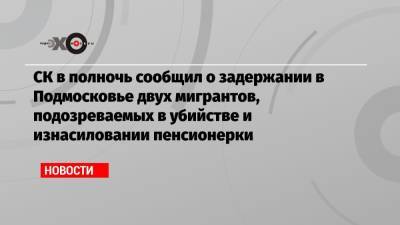 СК в полночь сообщил о задержании в Подмосковье двух мигрантов, подозреваемых в убийстве и изнасиловании пенсионерки