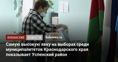 Самую высокую явку на выборах среди муниципалитетов Краснодарского края показывает Успенский район