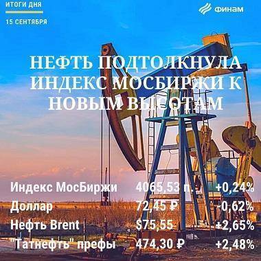 Итоги среды, 15 сентября: Бумаги нефтегазового сектора вытянули рынок РФ вверх