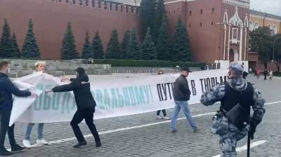Четверых человек задержали на Красной площади с плакатом в поддержку Навального