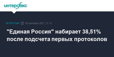 "Единая Россия" набирает 38,51% после подсчета первых протоколов - interfax.ru - Москва - Россия
