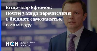 Вице-мэр Ефимов: Почти 3 млрд перечислили в бюджет самозанятые в 2021 году
