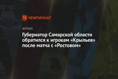 Губернатор Самарской области обратился к игрокам «Крыльев» после матча с «Ростовом»