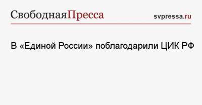 В «Единой России» поблагодарили ЦИК РФ