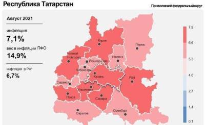 По итогам августа инфляция в Татарстане оказалась выше, чем в целом в России