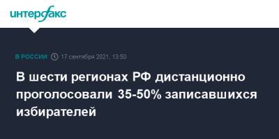 В шести регионах РФ дистанционно проголосовали 35-50% записавшихся избирателей
