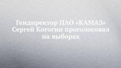 Гендиректор ПАО «КАМАЗ» Сергей Когогин проголосовал на выборах