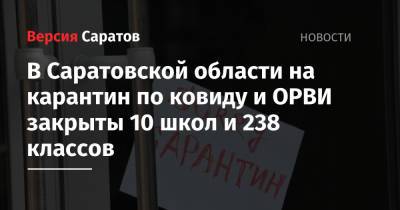 В Саратовской области на карантин по ковиду и ОРВИ закрыты 10 школ и 238 классов