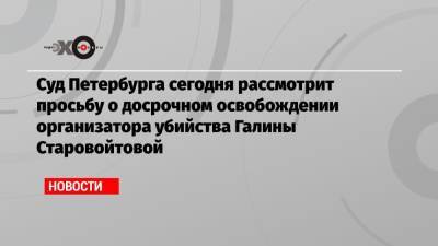 Суд Петербурга сегодня рассмотрит просьбу о досрочном освобождении организатора убийства Галины Старовойтовой