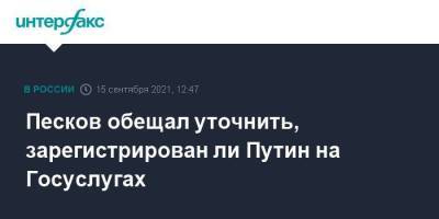 Песков обещал уточнить, зарегистрирован ли Путин на Госуслугах