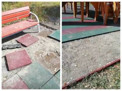 В Кузбассе вандалы разобрали покрытие детской площадки